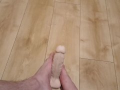 Massaging my dildo with my feet and showing off nails