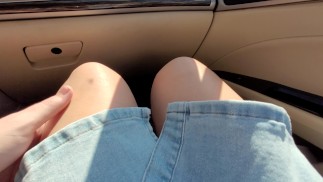 Jeans Skirt No Panties with Wet Pussy