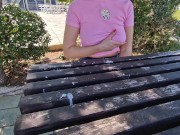 Preview 1 of I flash my tits in public on a park bench