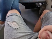 Preview 5 of a stranger masturbates on the bus, I flash my tits and touch his cock