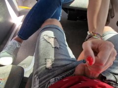 a stranger masturbates on the bus, I flash my tits and touch his cock - Screenshot 10 of 16 - Public Masturbation