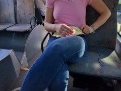 a stranger masturbates on the bus, I flash my tits and touch his cock - Screenshot 14 of 16 - Public Masturbation