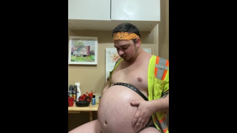 Construction worker belly inflation an beer bloating 2