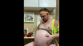 Construction worker belly inflation an beer bloating 2