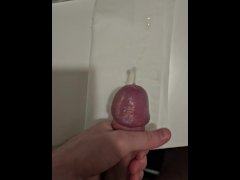 Thick Cock Edges and Spurts Cum on Desk