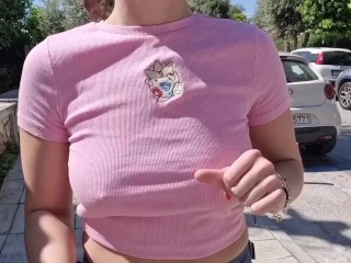 I flash my breasts while walking in public Video