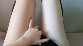 playing with my pussy, wearing Hello Kitty panties and stockings