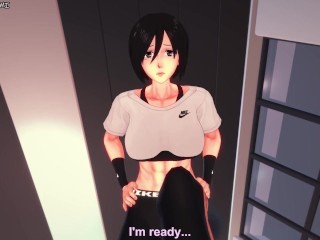 Mikasa Ackerman Gives You a Footjob To Train Her Sexy Body! Attack on Titan Feet Hentai POV Video