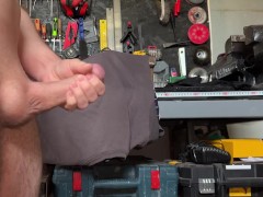 Casual masturbation in the workshop