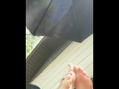 Mommy Takes Her Dirty Socks Off Outdoors