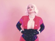 Preview 1 of Curvy Wet Pussy MILF loves kinky games! Latex Rubber Bondage and Pussy Masturbation with Cowgirl