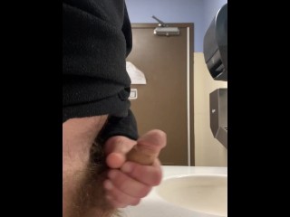 Too horny to shop for groceries. Masturbate in the public restroom before I shop. Video