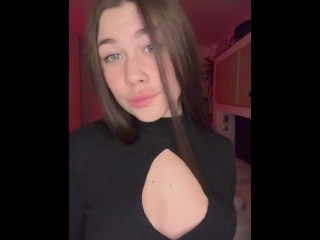 Pretty girl fondles herself and sucks. Video