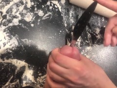Cooking dick for dinner. Part 2/3. Kitchen knife in the urethra.