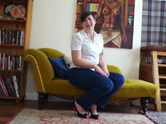 My Tight Suit Trousers - Pandora Blake in tight suit trousers and high heels