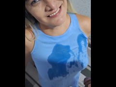 A Salute To The Cock And Then She Receives Pee On Her Tits