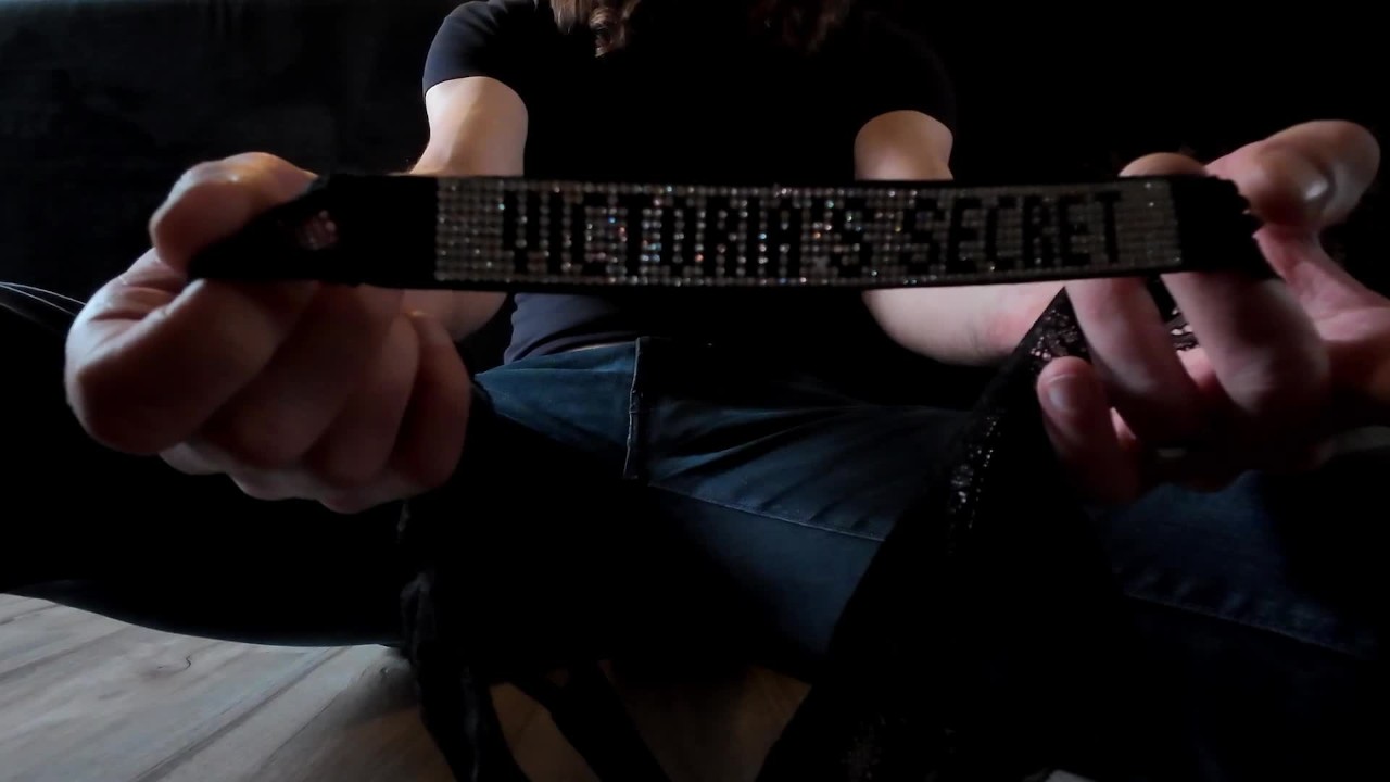 Guy plays in Victorias Secret shine strap lace panties