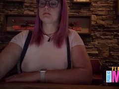 See Through Top Flashing Tits in the Bar - Public Flashing Milf