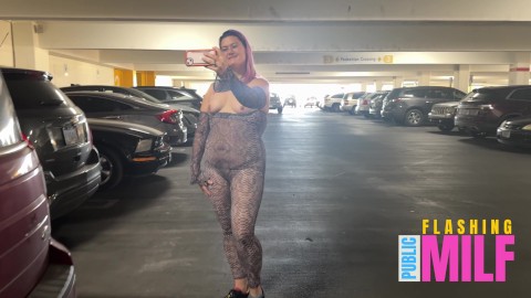 Sheer Catsuit - No Bra No Panties - Flashing at Casino - Public Flashing Milf