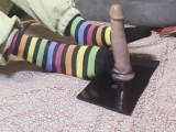 Rainbow Sock Foot job Worship Feet!