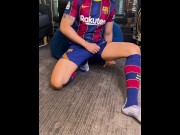 Preview 2 of Jerking off and cumming hard in football kit (FCB kit) OF Preview