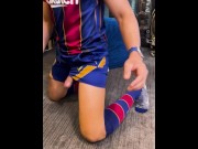Preview 4 of Jerking off and cumming hard in football kit (FCB kit) OF Preview