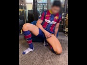 Preview 6 of Jerking off and cumming hard in football kit (FCB kit) OF Preview
