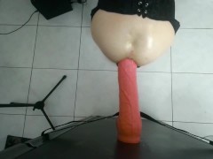 First time with an oversized dildo...