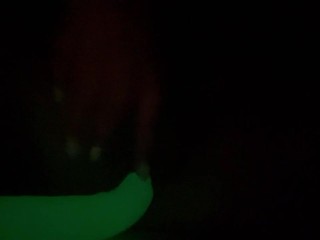Loud Moans While I fuck myself with a Glow in the Dark Double Dildo Video
