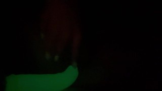 Loud Moans While I fuck myself with a Glow in the Dark Double Dildo