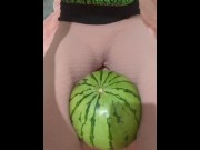 Preview 5 of Emo girl crushes a melon between her thighs (messy)