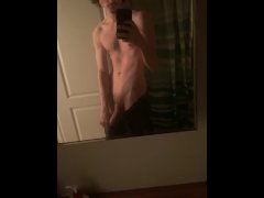 Skinny emo boy fucks himself in the bathroom