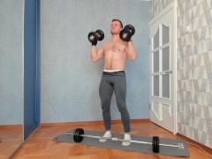 Strength training. Posing. Without vulgarity