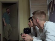 Preview 1 of The guys came to visit a friend and the stepfather juicily fucked two sweet twinks and came