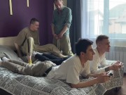 Preview 2 of The guys came to visit a friend and the stepfather juicily fucked two sweet twinks and came