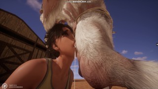 Lara Fucks With Ancient Goatman And Is Captured