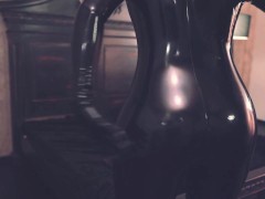 Big Natural Tits MILF in latex rubber fetish shiny clothes.