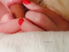 You wake up to a sexy blonde rubbing on your cock and talking dirty!