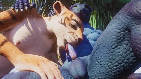 Furry Tigress geneukt door Lizard Yiff 3D Hentai