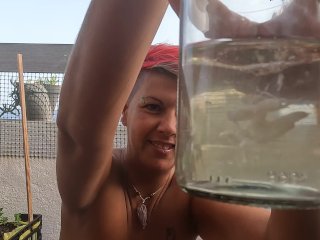 Screen Capture of Video Titled: Beky wanted to drink another cum & piss cocktail