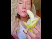 Preview 5 of Thick girl was hungry for a big banana in her mouth