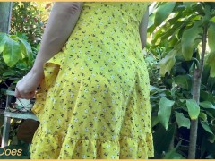 Wifey heads out in a cute summer dress braless.