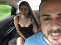 sexy girl has her lush put in her pussy and cums in the back seat of the uber