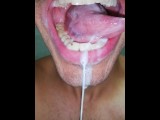 playing with hot milk in my mouth, tongue, saliva, tongue, sloopy, sucking, spit fetish