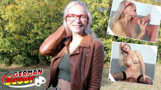 GERMAN SCOUT Fit Blonde Glasses Girl Vivi Vallentine Pickup And Speak With Casting Fuck