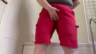 Soaking my favourite red shorts in pee - flooded them so much!