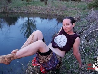 Clothed Milf Muddy, Messy Outdoors Foot Fetish; With Grinding Until Shy Orgasm Video