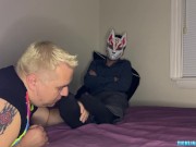 Preview 4 of Foxy Sox gets foot licking and sucking from blonde chubs