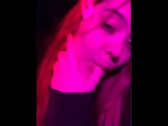 sexy college girl sucking on a sex toy