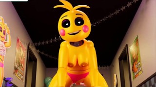 Five Nights At Freddy Hetaui Animation With FNAF Chick Riding In The Café In 4K 60Fps